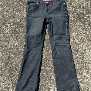 Stylish Black Lace-Up Women's Flare Jeans